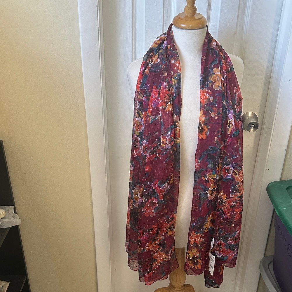 Giani Bernini Floral Scarf - Red and Purple